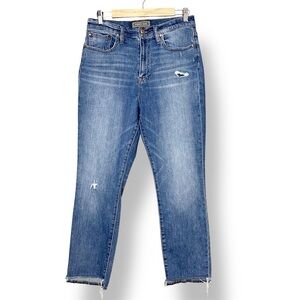 J. Crew Point Sur High Rise Straight Jeans 29 8 distressed cropped ankle stretch
